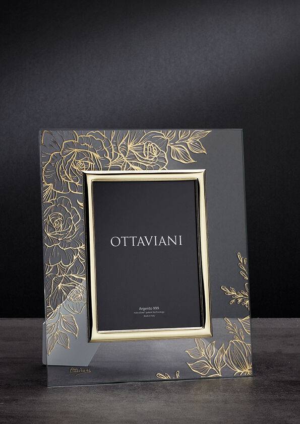 Ottaviani Portafoto cristallo "rose" c/c. e foglia oro In Saldo