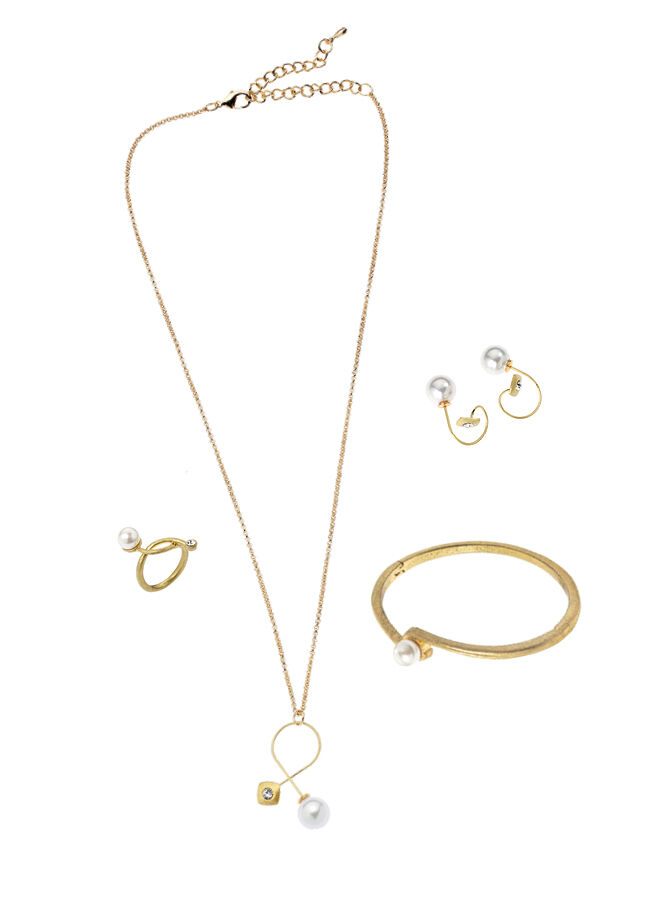 Ottaviani Bangle in metallo placcato oro 18k,perla bijou Spedizione gratuita