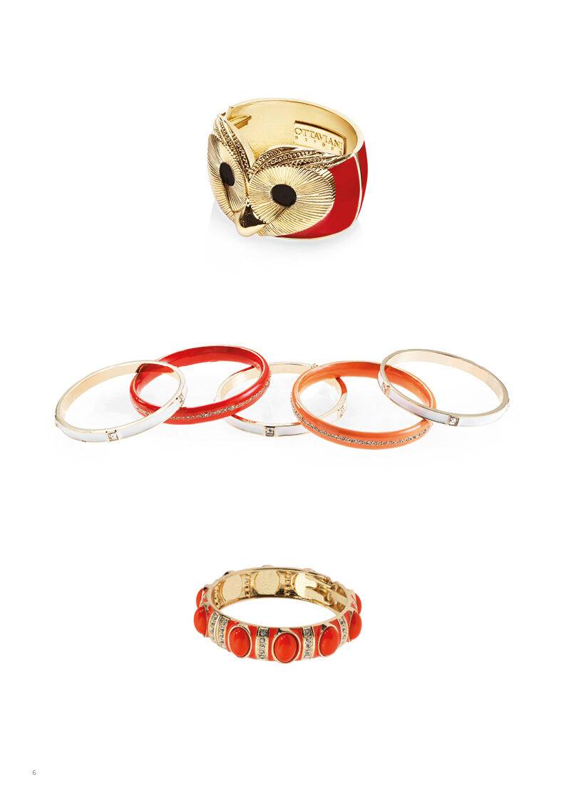 Ottaviani Bangle dorato con smalti corallo e strass Sconto di tempo limitato