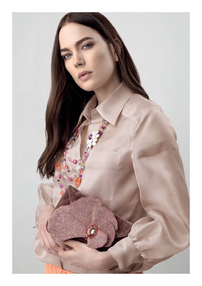 Ottaviani Clutch in velluto con cristalli,perline strass Smaltimento dello stoccaggio