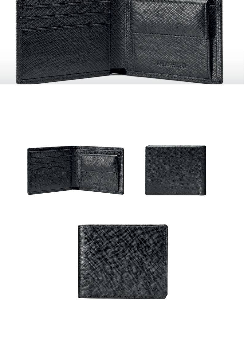 Ottaviani Portafoglio in vera pelle saffiano nera Offerta speciale della fabbrica