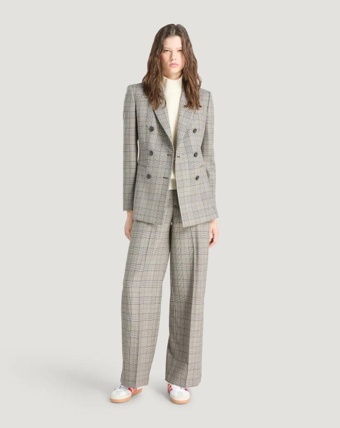 Pantaloni Torino Pantaloni Lorenza in lana check Fino Al -60%