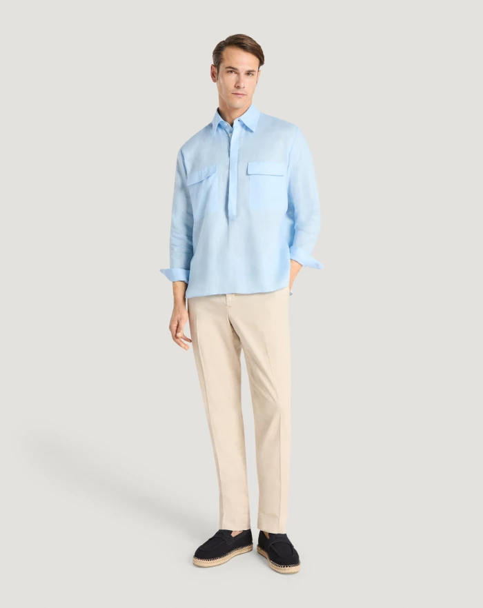 Pantaloni Torino Pantaloni Slim in lino stretch délavé Negozio