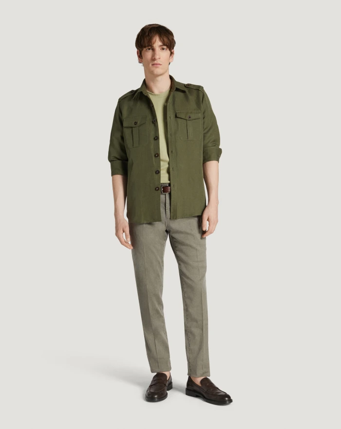 Pantaloni Torino Pantaloni Slim in lino stretch délavé Vendite Flash
