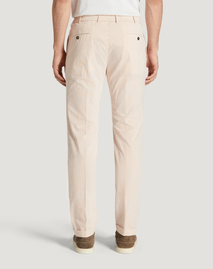 Pantaloni Torino Pantaloni Slim in cotone seersucker a righe 2025