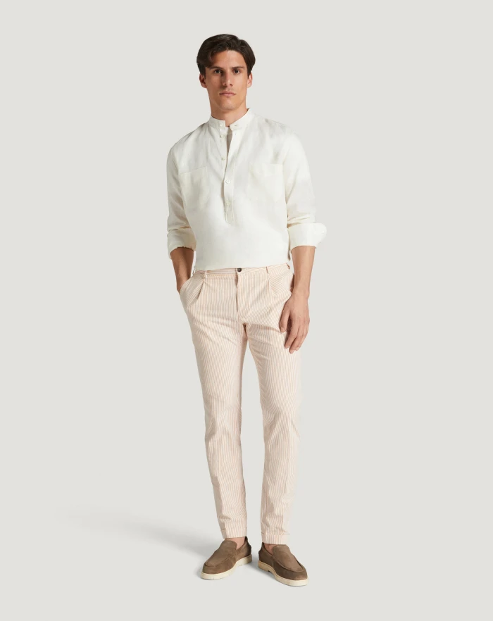 Pantaloni Torino Pantaloni Slim in cotone seersucker a righe 2025