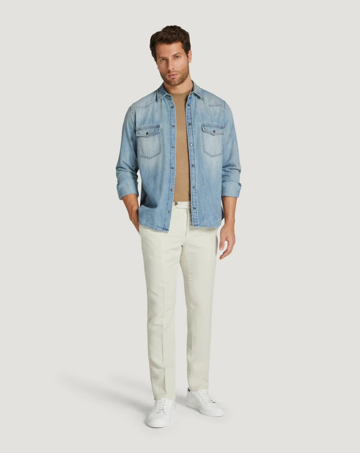 Pantaloni Torino Pantaloni Slim in cotone e lino batavia Qualità