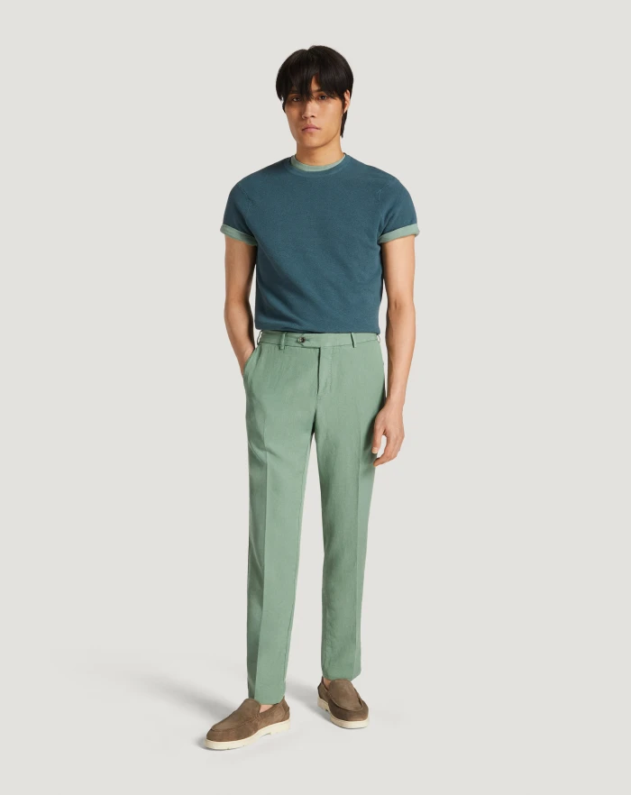 Pantaloni Torino Pantaloni Slim in cotone e lino batavia Prezzo Ridotto