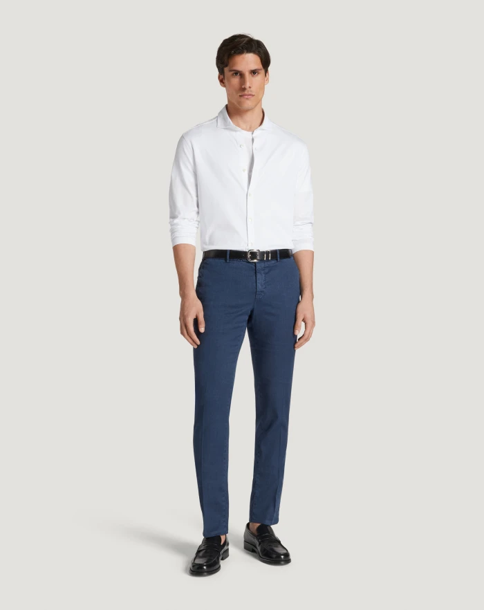 Pantaloni Torino Pantaloni Slim in lino stretch délavé Saldi Di Fabbrica