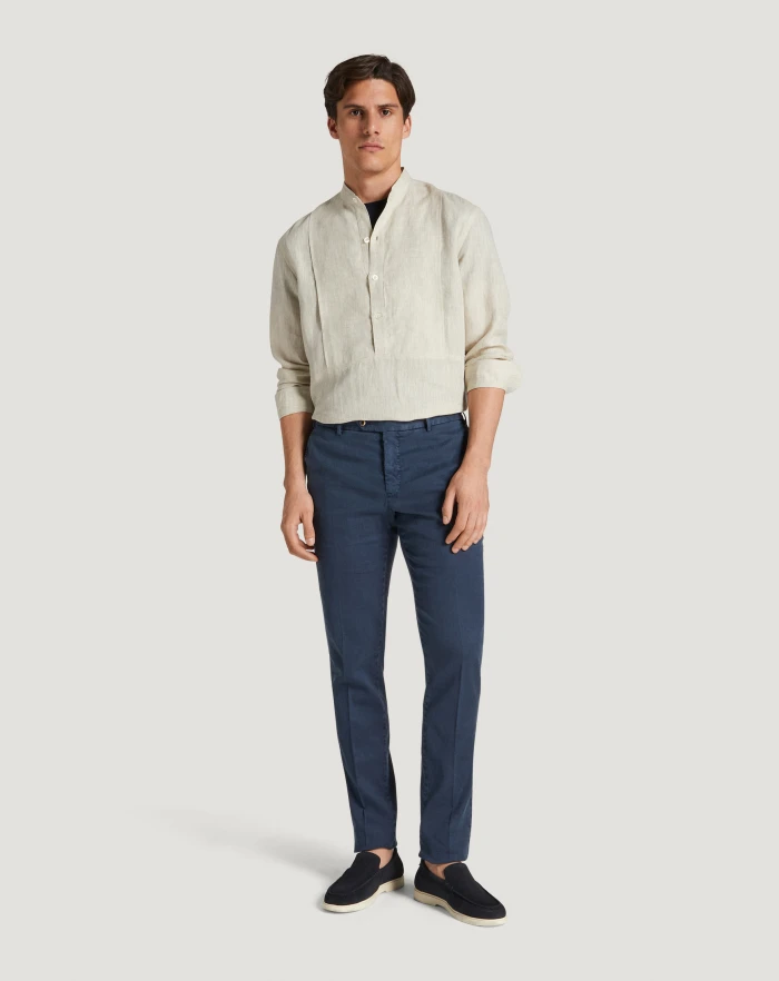 Pantaloni Torino Pantaloni Slim in lino stretch délavé Vendita