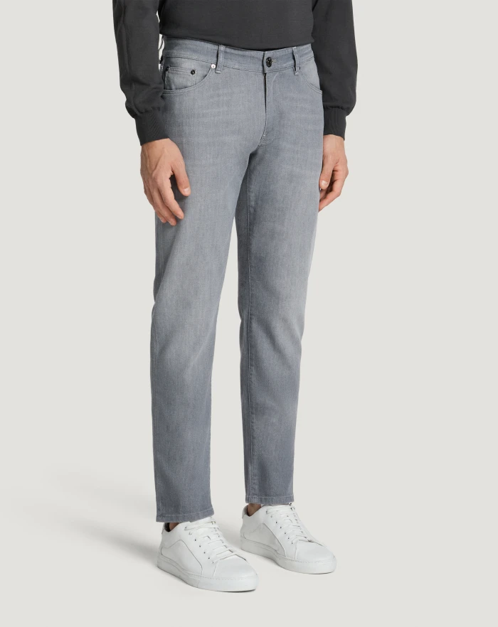 Pantaloni Torino Jeans Swing in light grey denim In Saldo