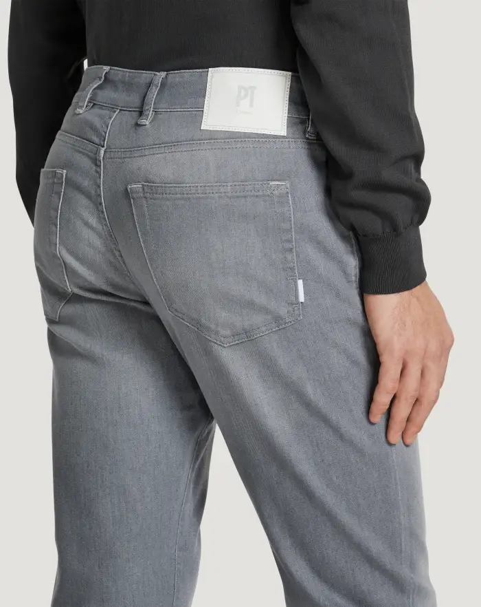 Pantaloni Torino Jeans Swing in light grey denim In Saldo
