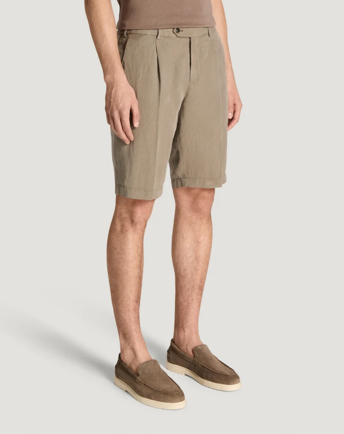 Pantaloni Torino Bermuda in cotone e lino batavia Sconto