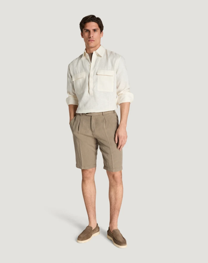 Pantaloni Torino Bermuda in cotone e lino batavia Sconto
