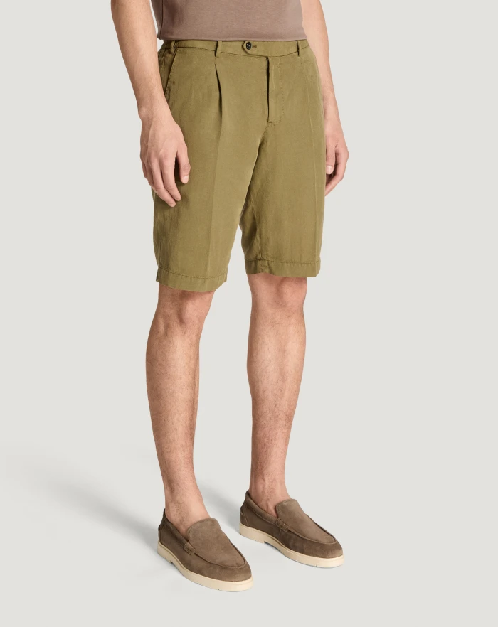 Pantaloni Torino Bermuda in cotone e lino batavia Offerta