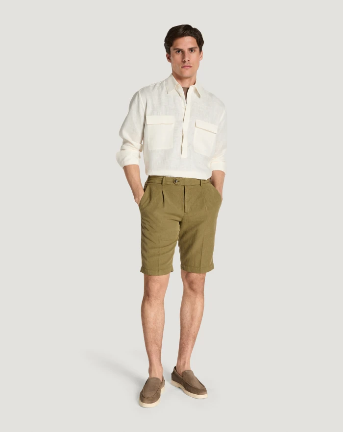 Pantaloni Torino Bermuda in cotone e lino batavia Offerta