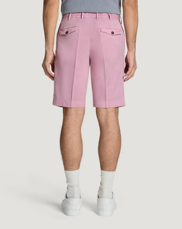 Pantaloni Torino Bermuda in lino stretch délavé Economico