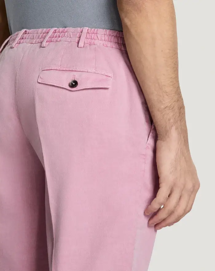 Pantaloni Torino Bermuda in lino stretch délavé Economico