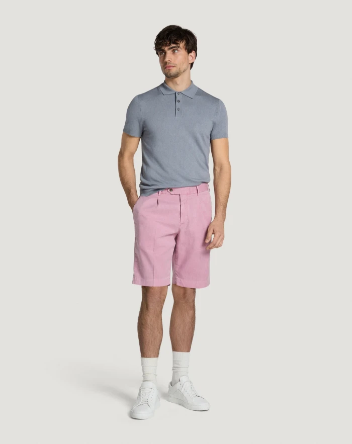 Pantaloni Torino Bermuda in lino stretch délavé Economico