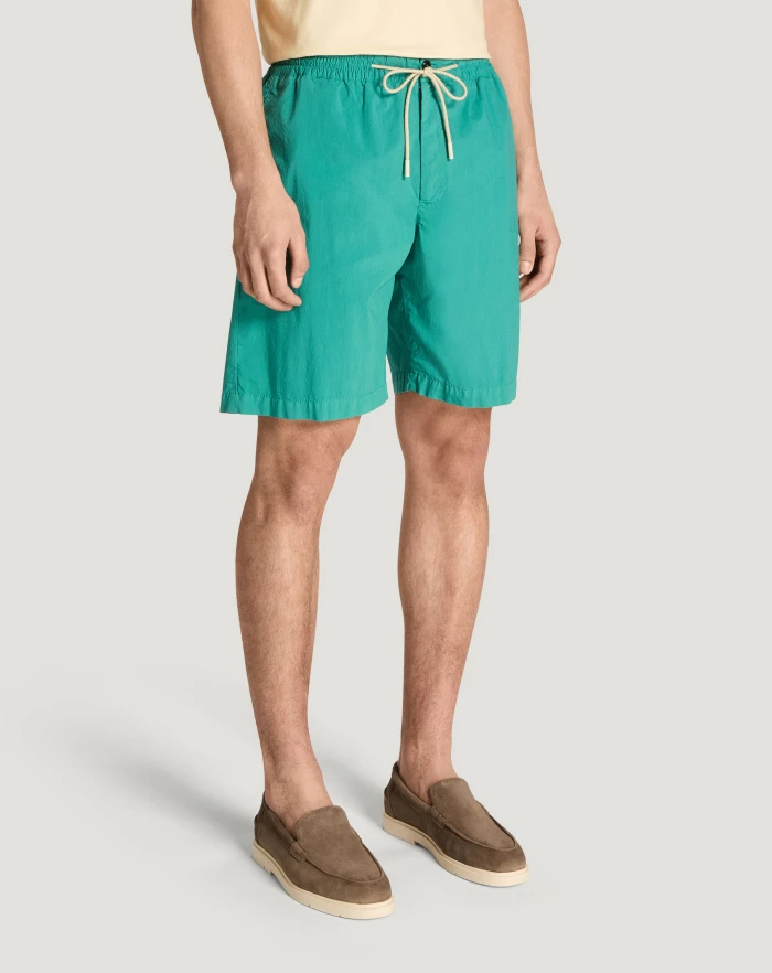 Pantaloni Torino Bermuda in popeline di cotone stretch Outlet