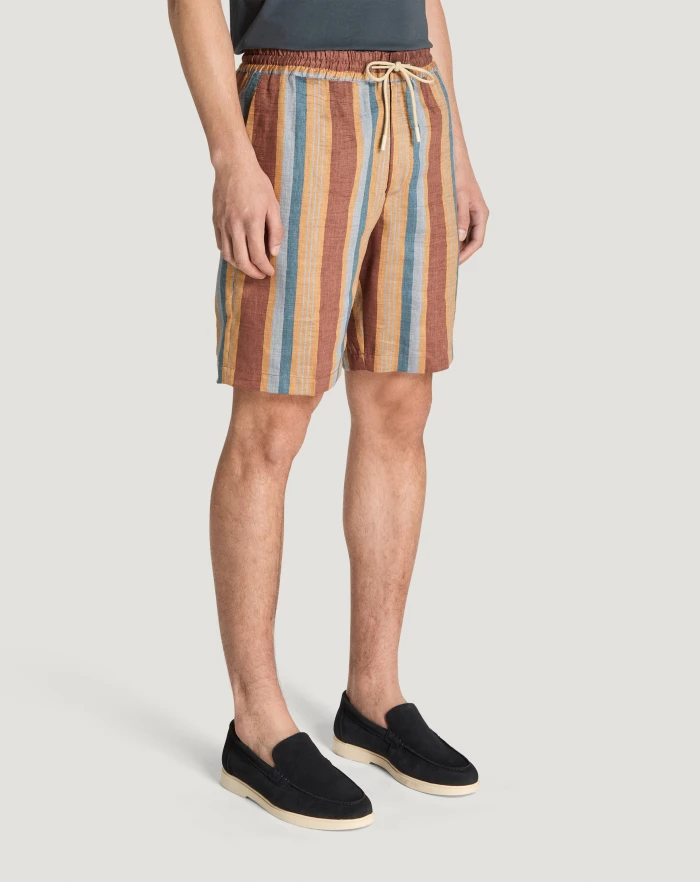 Pantaloni Torino Bermuda in lino fluido a righe Offerte