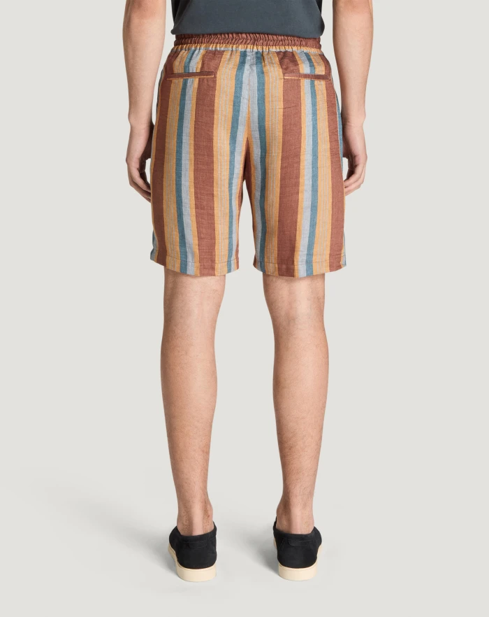 Pantaloni Torino Bermuda in lino fluido a righe Offerte