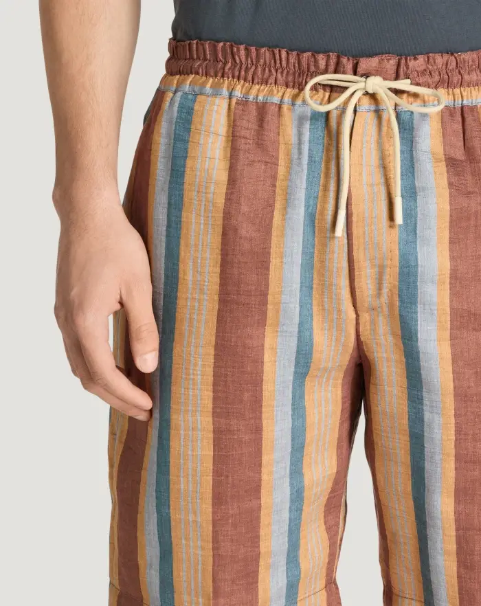 Pantaloni Torino Bermuda in lino fluido a righe Offerte