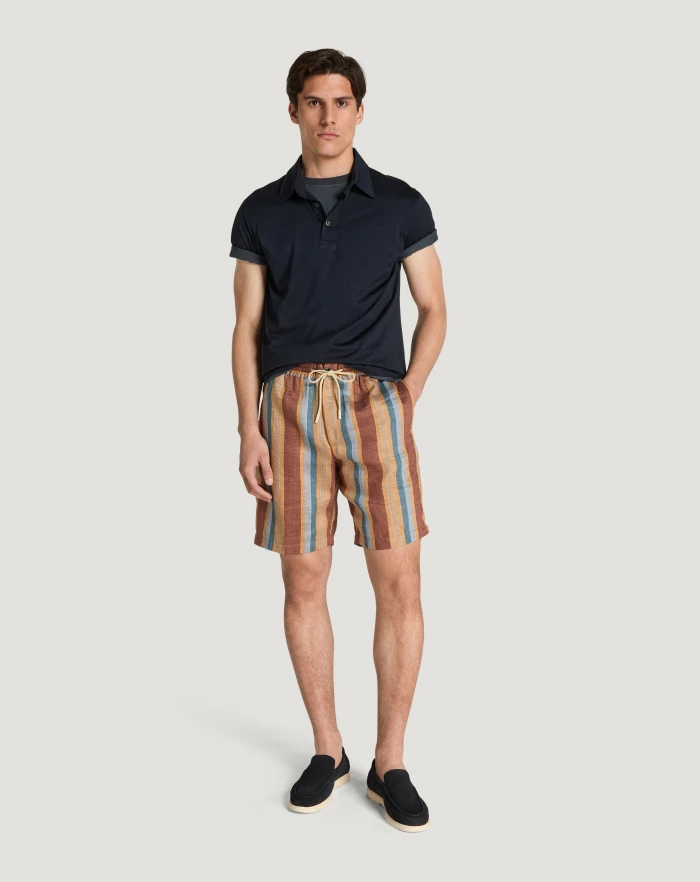 Pantaloni Torino Bermuda in lino fluido a righe Offerte