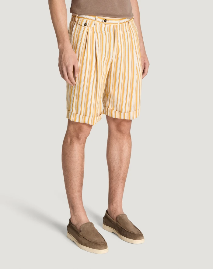Pantaloni Torino Bermuda in viscosa fluida a righe Hotsell