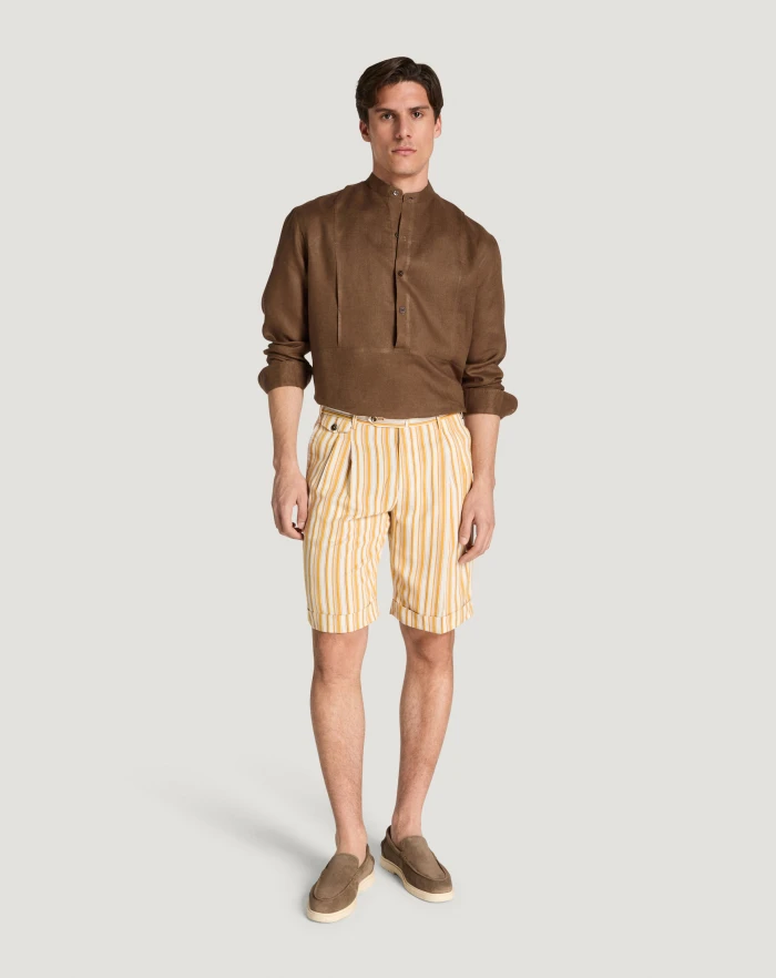 Pantaloni Torino Bermuda in viscosa fluida a righe Hotsell
