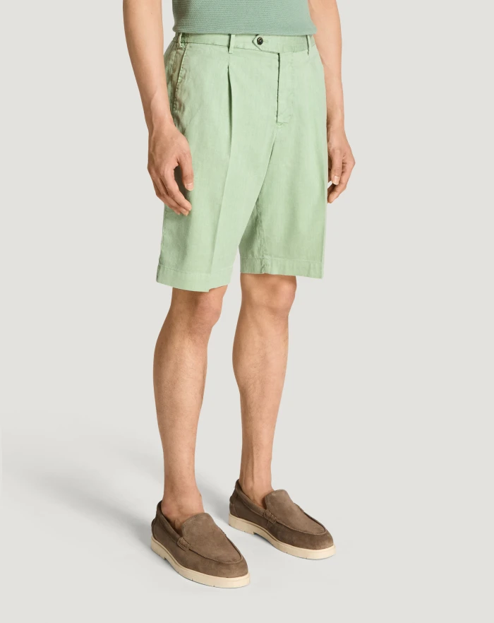 Pantaloni Torino Bermuda in lino stretch délavé Vendita Calda