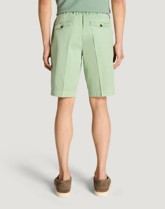 Pantaloni Torino Bermuda in lino stretch délavé Vendita Calda
