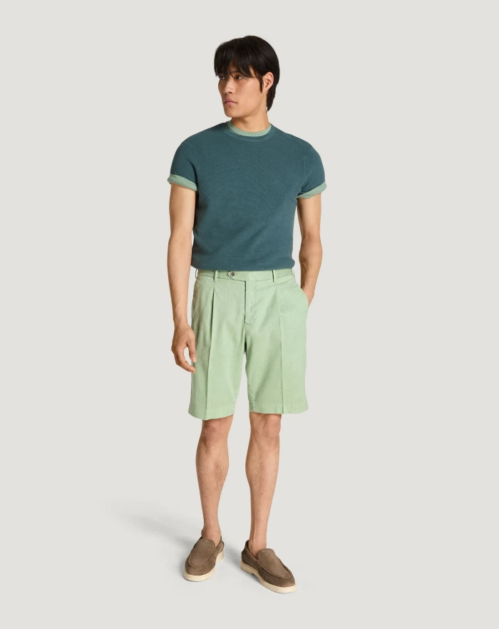 Pantaloni Torino Bermuda in lino stretch délavé Vendita Calda