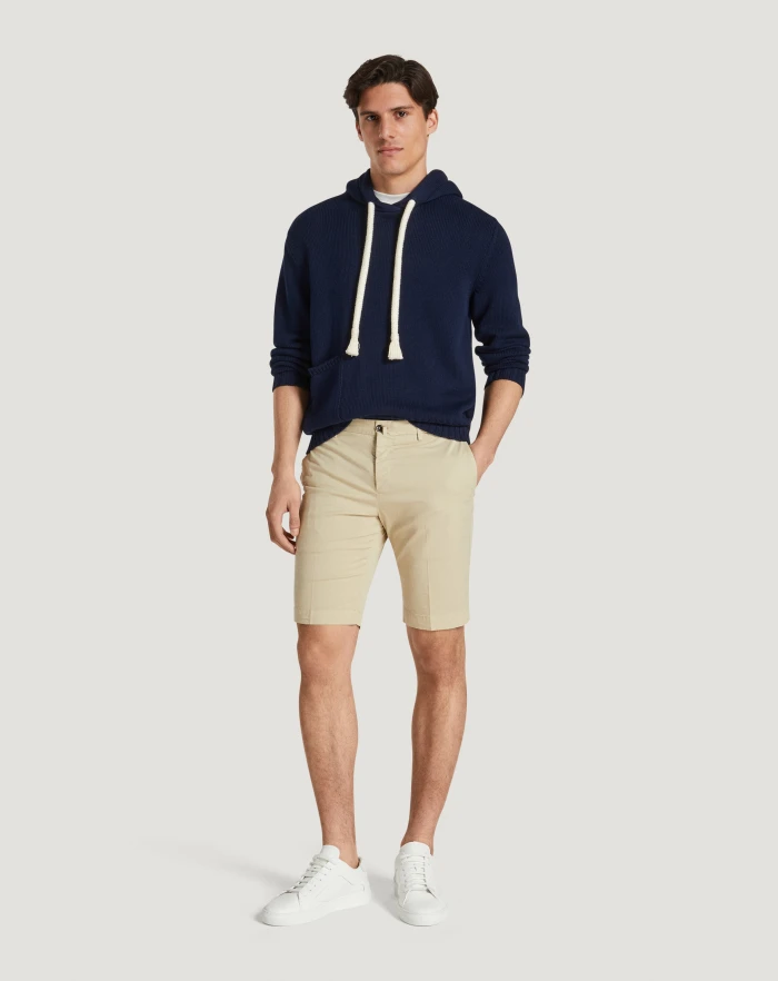 Pantaloni Torino Bermuda in gabardina stretch Vendita Economica