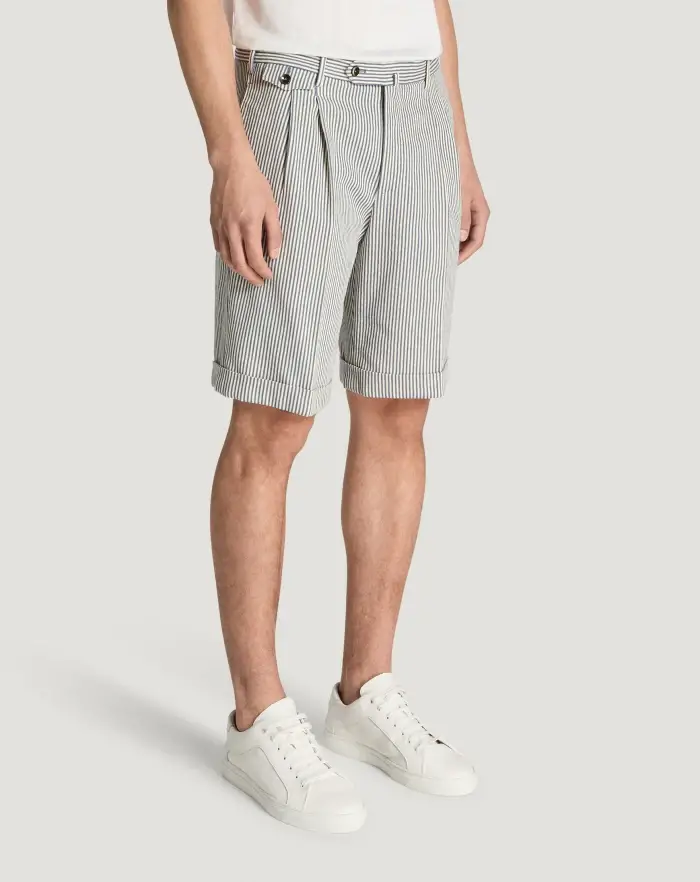 Pantaloni Torino Bermuda in cotone a righe Nuova