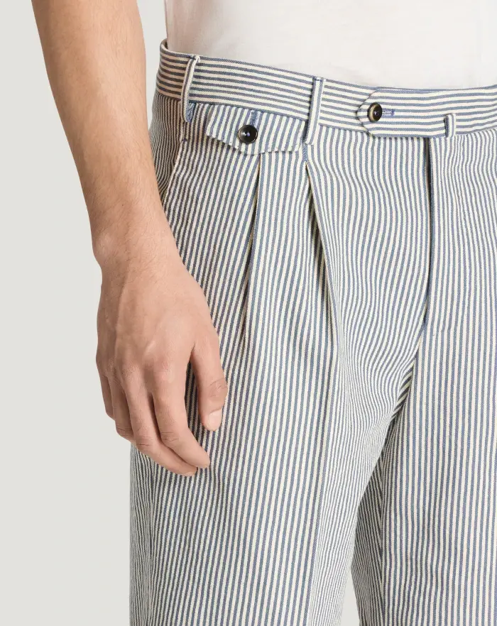 Pantaloni Torino Bermuda in cotone a righe Nuova