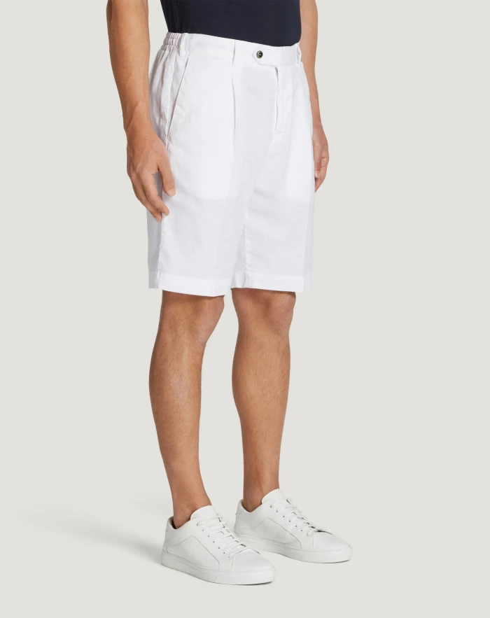 Pantaloni Torino Bermuda in lino stretch délavé Moda