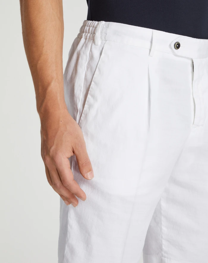 Pantaloni Torino Bermuda in lino stretch délavé Moda