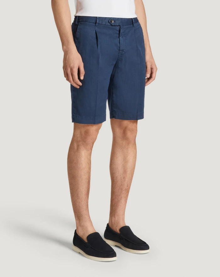 Pantaloni Torino Bermuda in lino stretch délavé Italy