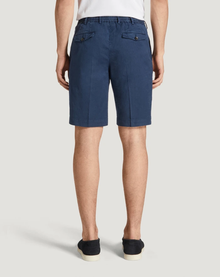 Pantaloni Torino Bermuda in lino stretch délavé Italy