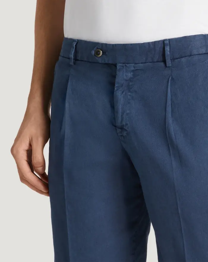 Pantaloni Torino Bermuda in lino stretch délavé Italy