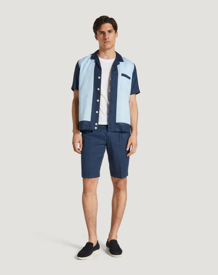 Pantaloni Torino Bermuda in lino stretch délavé Italy