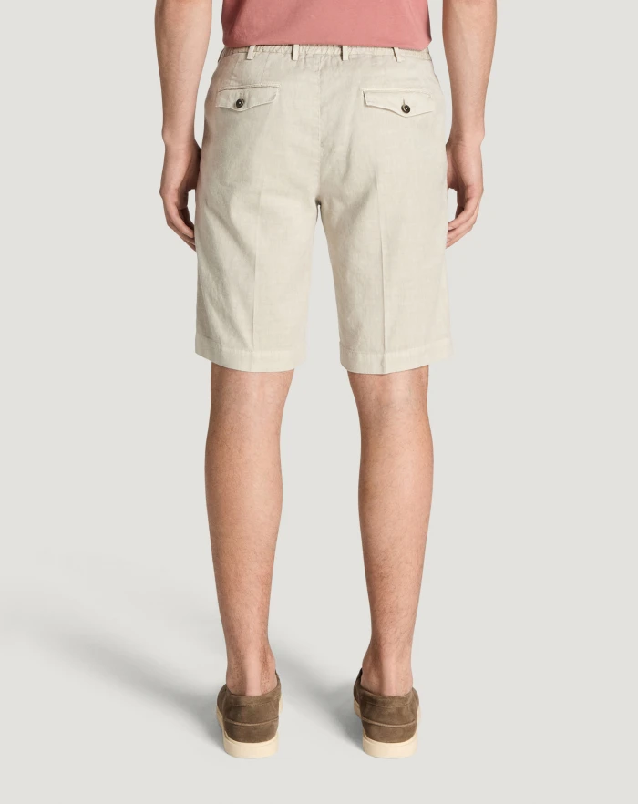 Pantaloni Torino Bermuda in lino stretch délavé Italia