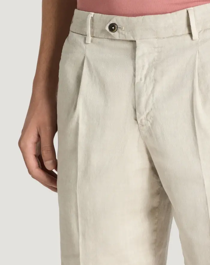 Pantaloni Torino Bermuda in lino stretch délavé Italia