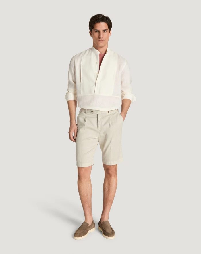 Pantaloni Torino Bermuda in lino stretch délavé Italia