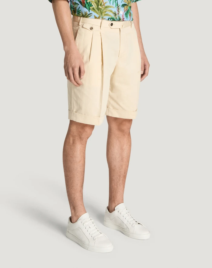 Pantaloni Torino Bermuda in gabardina di cotone e lino 2025