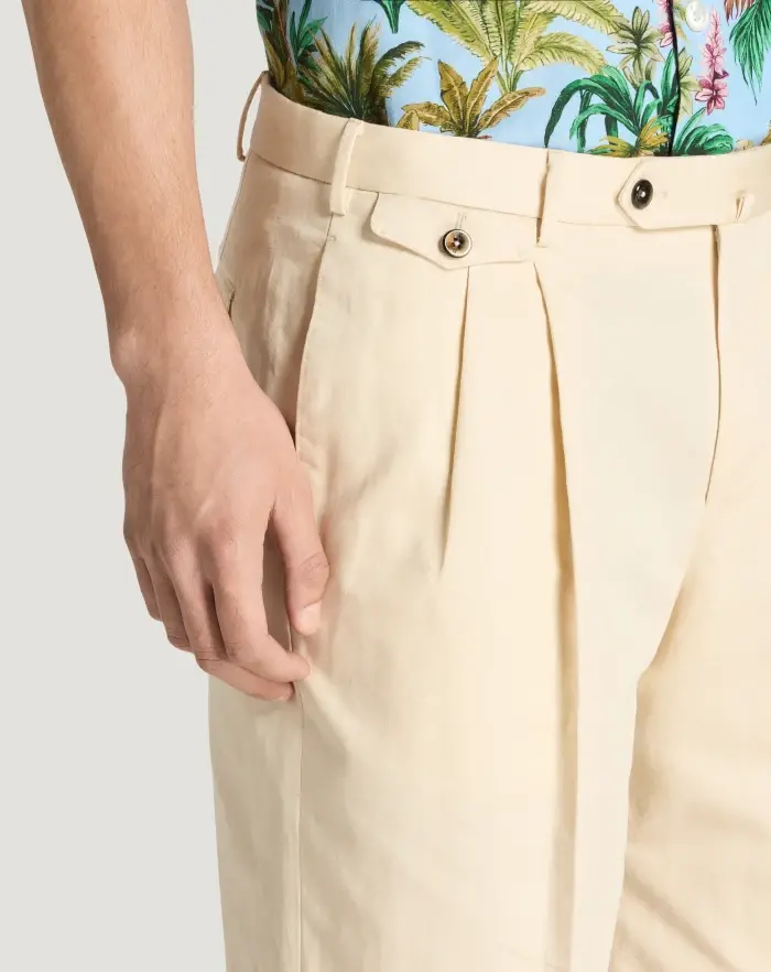 Pantaloni Torino Bermuda in gabardina di cotone e lino 2025