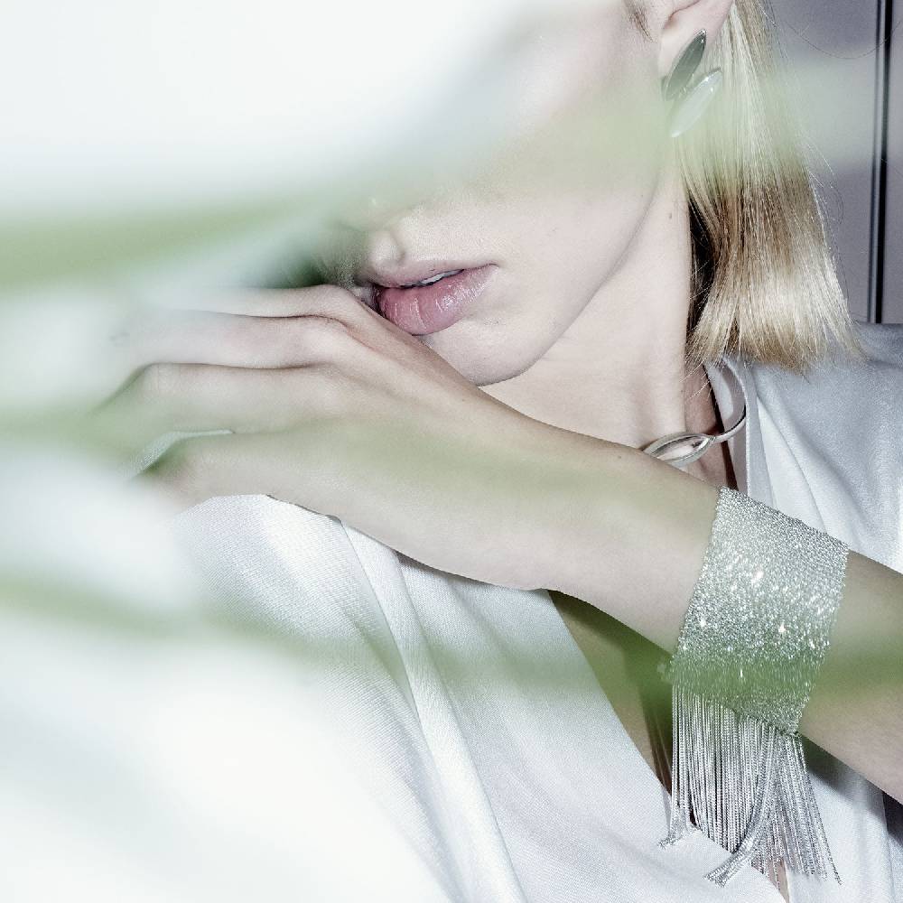 Paola Grande Gioielli SCIARPE Bracciale in maglia d'argento con frange Presa