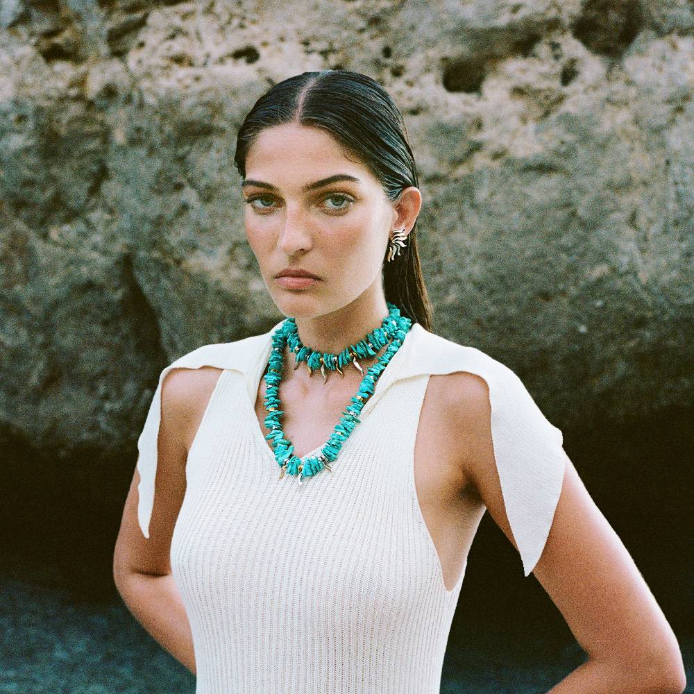 Paola Grande Gioielli FLAME Collana girocollo in turchese ed ematite Moda