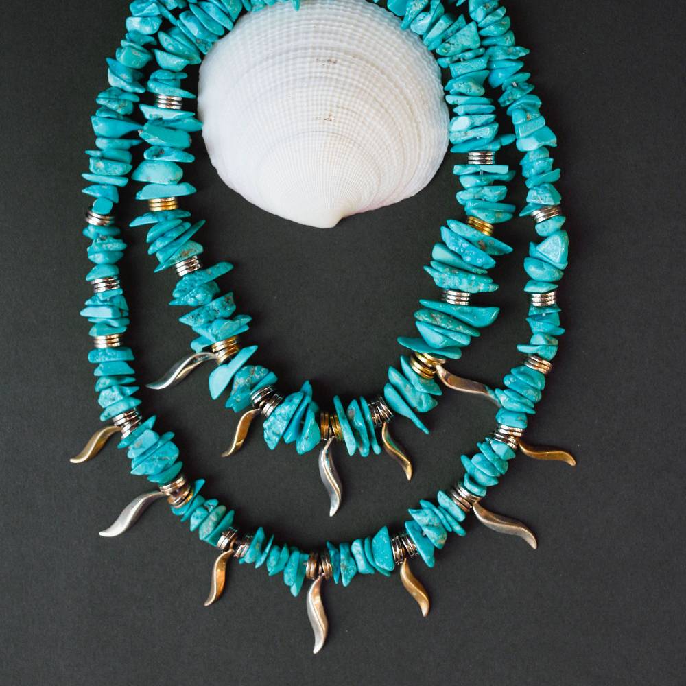 Paola Grande Gioielli FLAME Collana girocollo in turchese ed ematite Moda